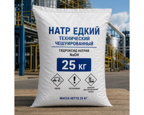 Сода каустическая чешуированная меш/25 кг.